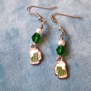 Green mug earrings